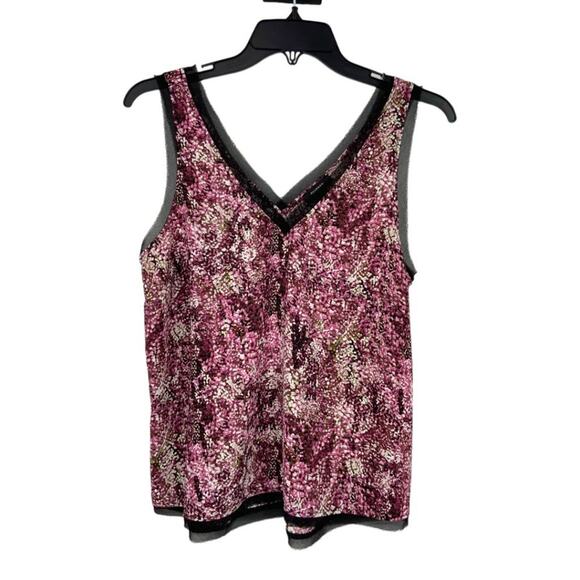 Halogen Raw Edge V Neck Tank Top Pink Pebbles Size Small NWOT $49 MSRP - Picture 3 of 8